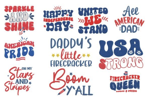 4th of July Family Embroidery Bundle USA