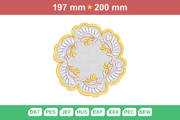 Placemat Embroidery Floral Wreath