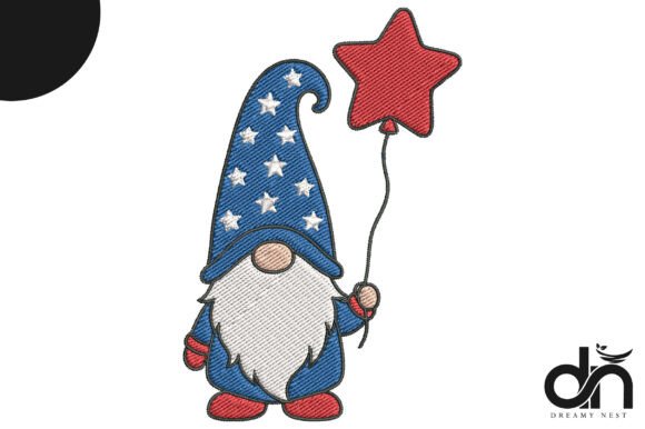 USA Patriotic Gnome Balloon Embroidery